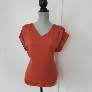 Valette Women's Orange Rust Short Sleeve Blouse S